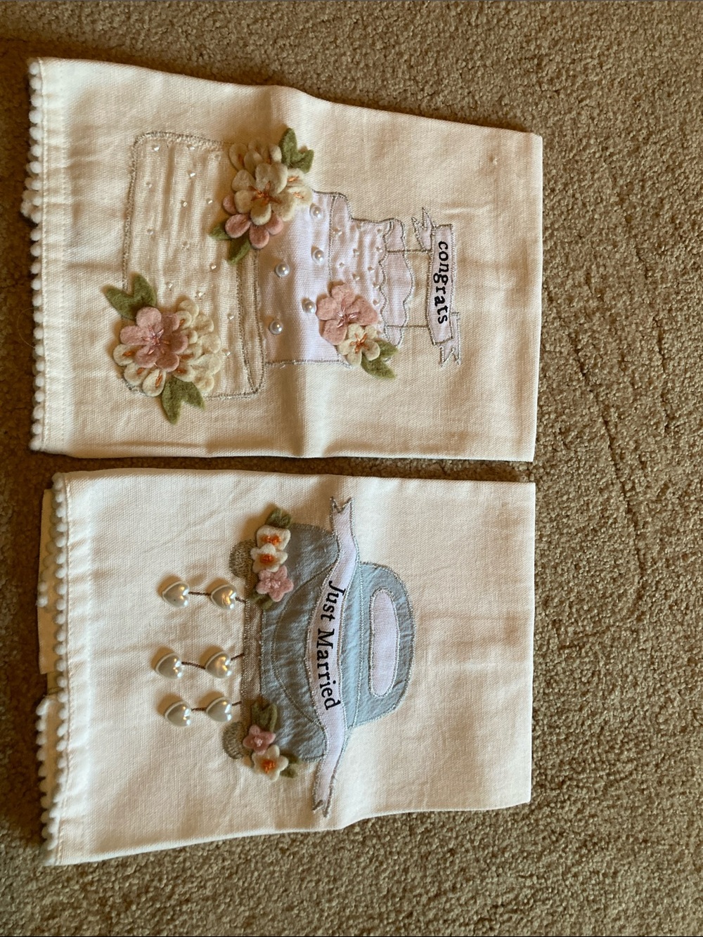 Girls White Embroidered 'Just Married' & 'Congrats' Topper Set